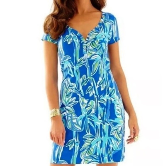 Lilly‎ Pulitzer Palmira T Shirt Dress Pima Cotton Blue Crush Bamboo XS - Picture 2 of 12